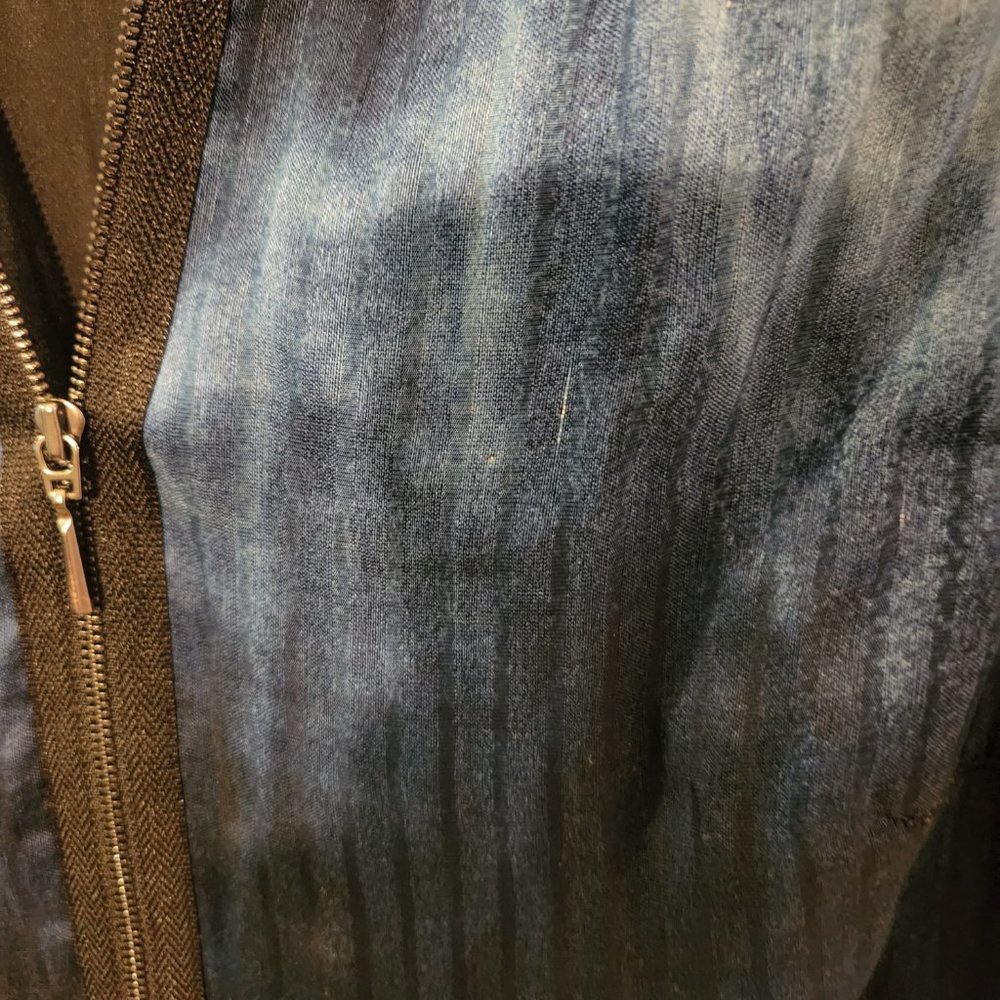 Elie Tahari | Zip Front Black and Blue Watercolor Sleeveless Shift Dress, Size 6 - Picture 9 of 9